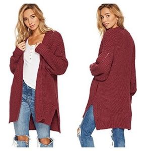 Free People Nightingale Open Cardigan Purple Long